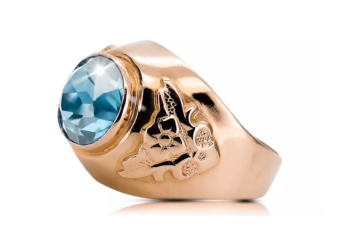 Ring Aquamarine Original Vintage 14K Rose Gold Vintage craft vrc078r Ring Aquamarine Original Vintage 14K Rose Gold Vintage craft vrc078r